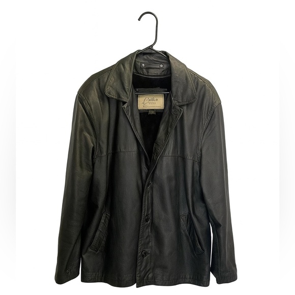 Cougar Other - Cougar Vintage Men's Fur-Lined Black 100% Leather Button-Front Coat Size XL